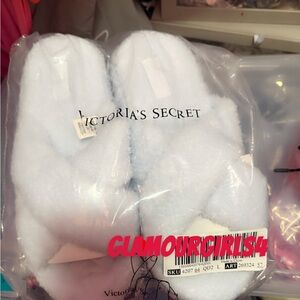 Victoria's Secret Plush blue  Slippers it’s a wedge heel